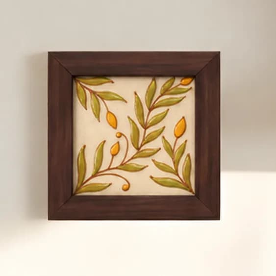 Petalix green tile 5.5x5.5 inch with wooden frame