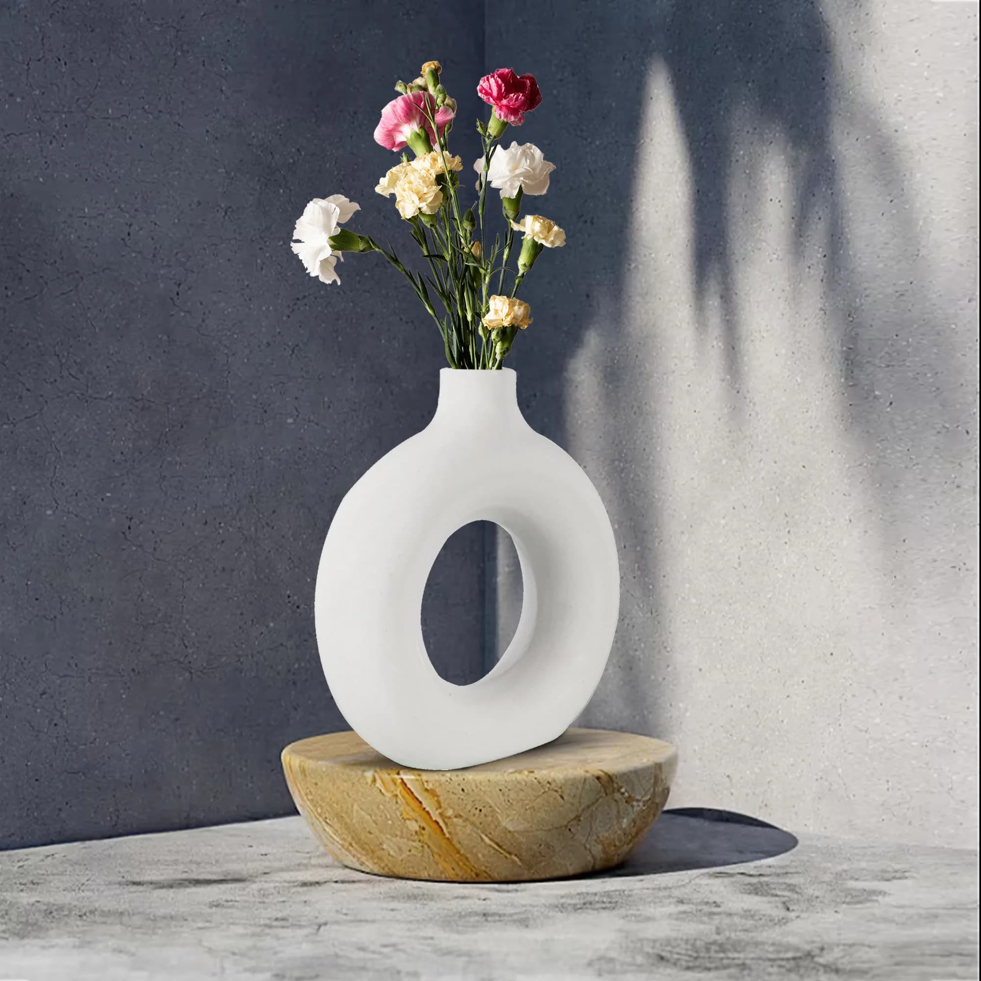 Donut vase 8 inch white